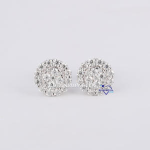 <b>14</b> KT <b>Gold</b> Stud <b>Earring</b> VVS Lab Grown Diamond Fully Setting Iced Out Hip Hop Minimalist Custom Design for Women Jewelry - Product Image 1