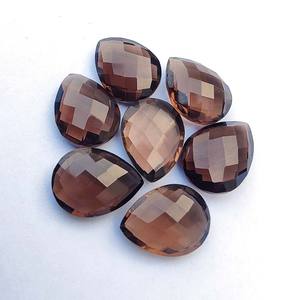 Quartz fumé à facettes Briolette coupe pierres précieuses damier Quartz pierre brésilienne Quartz fumé gemmes pour la fabrication de bijoux - Product Image 4