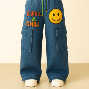 กางเกงขากว้างสำหรับวัยรุ่นอินเทรนด์ |   การฟอกสีด้วยกรด / การฟอกสีด้วยหิน |   งานพิมพ์ลาย, งานปักคริสตัล, หรืองานปักลายแบบแปะ |   ผู้ผลิต OEM, ขั้นต่ำในการสั่งซื้อน้อย - Product Image 2