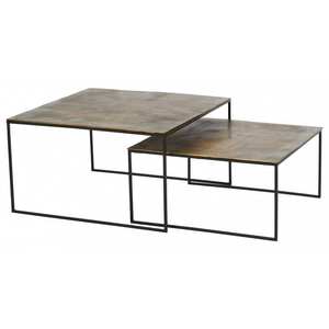 Apariencia moderna Mesa de centro de aluminio Llamativa Mesa de té de aspecto de alta calidad Acabado antiguo de latón Sala de estar superior cuadrada - Product Image 2