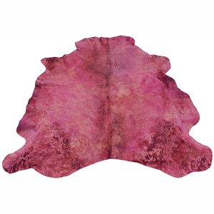 Alfombra de piel de vaca con pelo de cuero Real Rosa teñido de alta calidad para decoración interior y exterior hecha a mano - Product Image 3