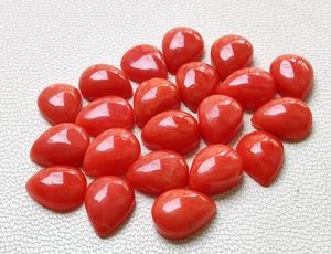 อัญมณีทรงหลังเบี้ยทรงลูกแพร์สีแดงปะการังธรรมชาติขนาด6X8มม. 100% อัญมณีปรับเทียบได้ - Product Image 5