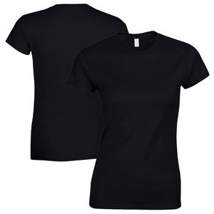 Camiseta de Cuello Redondo Negra de Algodón y Poliéster de Alta Calidad para Mujer, Ropa Deportiva Holgada, Transpirable, Estilo Novio, Tinte Liso - Product Image 4