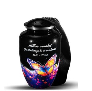 Urnas para cenizas humanas Urnas de cremación Funeral para cenizas Mujeres y hombres Urna decorativa de Mariposa Negra Tamaño personalizado Personalizar Negro - Product Image 6