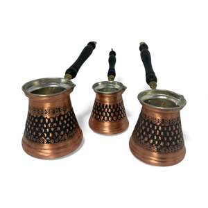 Ensemble de cafetière vintage en cuivre 3 pièces, gravé classique, pour le thé, pour la cuisine, durable, en céramique, verre, métal, plastique, cadeaux vintage - Product Image 6