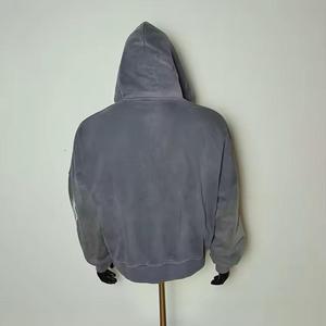 Sweats à capuche surdimensionnés personnalisés de haute qualité Vintage lavage à l'acide sans ficelle Streetwear en détresse polaire lourde pour l'hiver en gros - Product Image 6