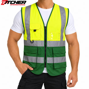Chaleco de Trabajo Reflectante de Alta Visibilidad para Hombre Pitcher International, Chaleco de Seguridad con Cremallera - Product Image 1