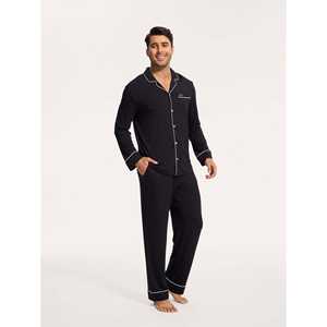 Conjuntos de Pijamas de Manga Larga Premium para Hombre, Tejidos en Bambú y Seda con Logotipo Personalizado, Ropa Casual para el Hogar para la Temporada de Invierno - Product Image 1