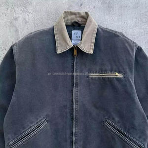 เสื้อแจ็คเก็ตผู้ชายแบบปรับแต่งได้ OEM สไตล์ดีทรอยต์ วินเทจ กันลม กันหนาว ผ้าแคนวาส ทรงทรัคเกอร์ ซิปหน้า เหมาะสำหรับกิจกรรมกลางแจ้งและทำงาน - Product Image 4