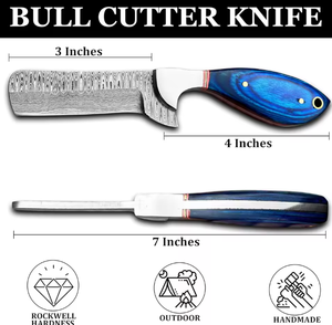 Cuchillo Vaquero Occidental para Exteriores, Hoja Fija de Acero de Damasco, Funda de Cuero, Uso en Cocina, Hecho a Mano, Duradero - Product Image 4