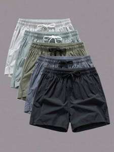 Pantalones cortos deportivos de secado rápido para hombre de alta calidad, tela transpirable de tejido sólido de India, Bermudas elásticas informales de cintura media - Product Image 6