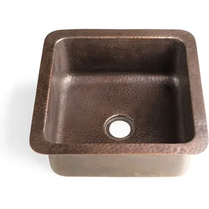 Delantal frontal de cobre de forma cuadrada, cuenco individual, cobre martillado, casa de campo, cocina, baño, fregadero de lavado para uso en el hogar y el Hotel - Product Image 6