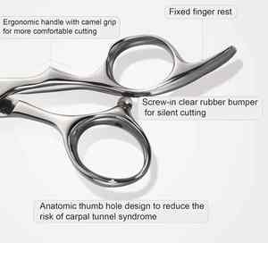 Ciseaux de coiffeur japonais en acier inoxydable de qualité supérieure professionnels Ciseaux de coupe de cheveux de beauté avec lames de précision sans effort - Product Image 4