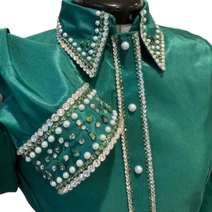 Chemise de spectacle de plaisir western rétro personnalisée chemise de rail de reine de rodéo pour les vêtements d'équitation des femmes - Product Image 1