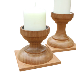 Bougeoir en bois naturel de qualité solide pour mariage, fête, Noël, idées de décoration pour les fêtes de Noël - Product Image 2