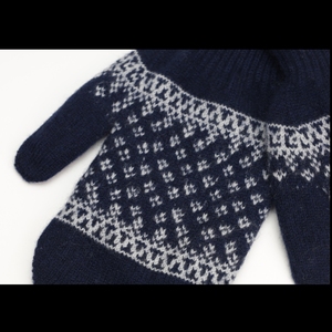 Gants d'hiver unisexes de la marine, mitaines de Noël, design flocon de neige, thermique, écologique, tricoté en cachemire de Mongolie biologique - Product Image 2
