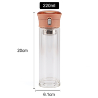 Bouteilles d'eau en verre à double paroi de haute qualité Nouveau produit Bouteille d'eau en verre avec infuseur à thé