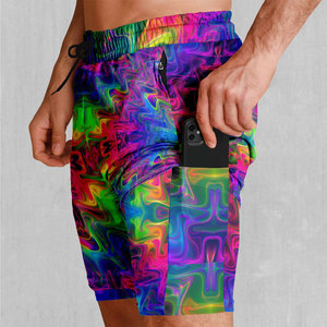 Shorts de sublimation pour homme, taille mi-haute, style décontracté, motif uni, séchage rapide, polyester/coton, cordon de serrage, collection été 2025 – Design haut de gamme - Product Image 3