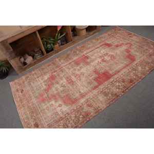 Tapis en Laine Turque Vintage 4 X 7,9ft Rouge et Beige Patchwork Design Armure Plate Support en Latex pour Décorations de Salon - Product Image 5