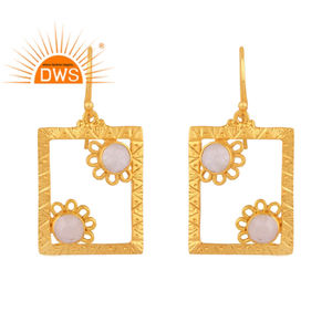 Venta caliente plata esterlina 18K chapado en oro Natural Arco Iris Luna piedra preciosa colgante pendiente Demi joyería fina fabricante - Product Image 1