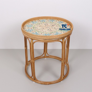 MESA auxiliar de ratán al por mayor con incrustaciones de fregona decoración artesanal de Vietnam para hogares modernos celebración Eid Diwali acento Interior - Product Image 1