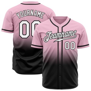 Ropa de equipo personalizada más vendida camiseta de béisbol de moda auténtica de color rosa claro blanca y negra - Product Image 1