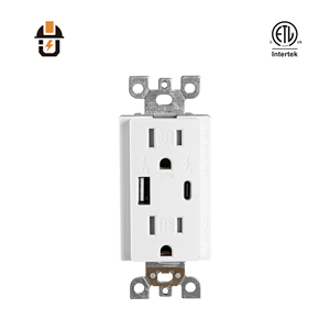 Tomacorriente de Pared Dúplex con Certificación ETL, 30W, 1 Puerto USB-A y 1 Puerto USB-C, 15A, 125V, Resistente a Manipulaciones - Product Image 1