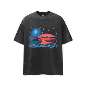 T-shirts pour hommes personnalisés 100% coton lourd Y2k High Street Vintage col rond avec tissu respirant à séchage rapide - Product Image 6