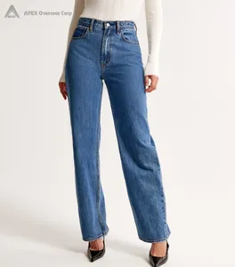 Selvedge celana Jeans Denim pria wanita, celana jins longgar lurus kualitas terbaik kaki lebar lurus untuk pria dan wanita
