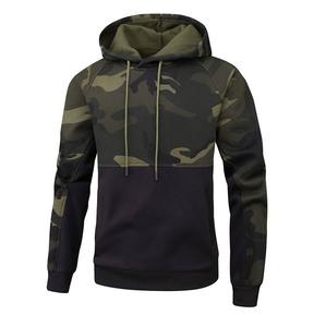 Sweat à capuche camouflage en molleton de coton 100% pour hommes vêtements d'entraînement de haute qualité en polyester/coton teint en couleur unie - Product Image 1