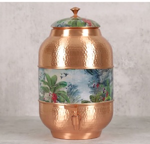 Distributeur de cuivre pur fait à la main en cuivre pur 100% avec couvercle pour le stockage de l'eau potable maison hôtel Restaurant - Product Image 6
