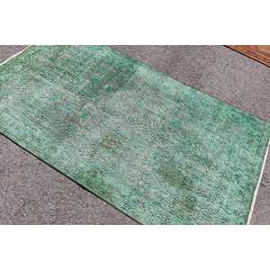 พรมลายตุรกีโบราณ ขนาด 3.7x6.4 ฟุต (112x196 ซม.) สีเขียวล้วน - Product Image 4