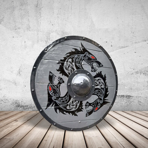 Bouclier Viking en bois médiéval, bouclier rond à dragon, guerrier, chevalier, bouclier mural Viking par calvin handicraft - Product Image 1