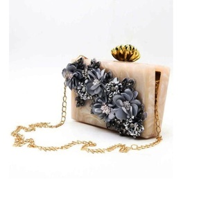 Compra Bolso de mano de resina rectangular con piedra adornada verde, bolso de mano de resina, bolso acrílico, bolso de hombro para mujer, bolsos de novia - Product Image 4