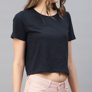 En precio al por mayor, Camiseta corta para mujer, superventas, Camiseta corta baja Moq para mujer, camiseta personalizada - Product Image 3