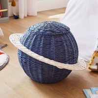 Adorable panier pour enfant en jacinthe d'eau tressée à la main pour le rangement des jouets et la décoration de la chambre d'enfant
