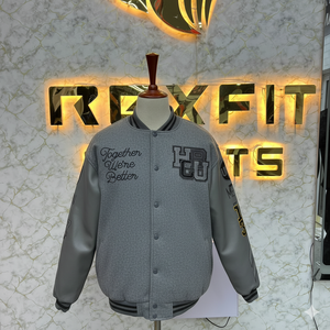 Chaqueta bordada de lana y seda de la mejor tarifa de último estilo para hombre con cierre de botón cubierto chaquetas versity chaquetas Lettermen - Product Image 1