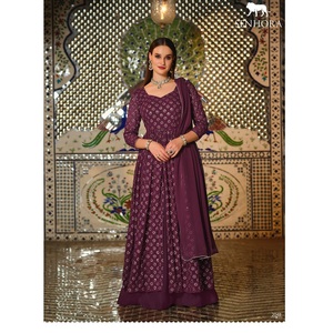 Jupe de travail Dupatta Style Long pour les fêtes de mariage Designer Bridal Special Real Georgette Embroidery Sequence - Product Image 1