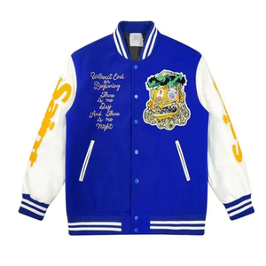 2024 nuevo diseño chaqueta de invierno Letterman para hombre manga de cuero negro tela de lana luz Venta caliente cantidad a granel chaqueta Varsity - Product Image 5
