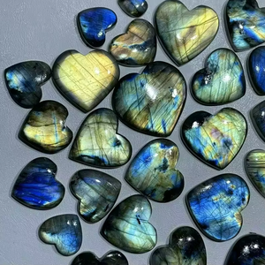 Labradorita Amarilla Fuego, Cabujón de Corazón de Labradorita Hecho a Mano, Piedra Preciosa Suelta Pulida de Alta Calidad, Lotes de Piedras Preciosas - Product Image 2