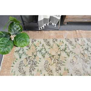 Tapis Turc Classique Vintage Beige Vert 6.6 X 9.6ft Laine Faite à la Main avec Support en Latex Motif Patchwork Rectangulaire pour Chevet - Product Image 2