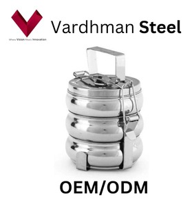 Énorme demande vente en acier inoxydable 3 compartiments Tiffin boîte Style indien ventre déjeuner transporteur de qualité alimentaire Bento boîtes 10x3 - Product Image 4