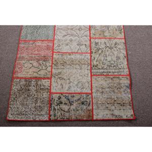 Vintage Turkish Rug, 3x9,9 ft Rug, <b>Brown</b> Red Striped <b>Wool</b> Rug - Product Image 5