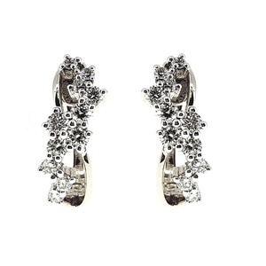 Direct From China Manufacturer High Quality Vintage 18K White Gold Hoop Earrings Round Diamond Women Weddings Parties - Product Image 1