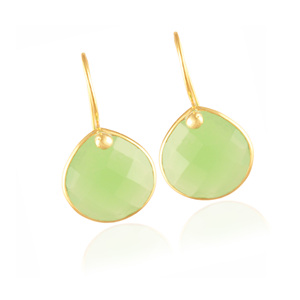 Charm coussin en calcédoine verte Pendentif en pierre précieuse à facettes minuscule en lunette plaquée or pour breloques de boucles d'oreilles faites à la main et fabrication de bijoux - Product Image 1