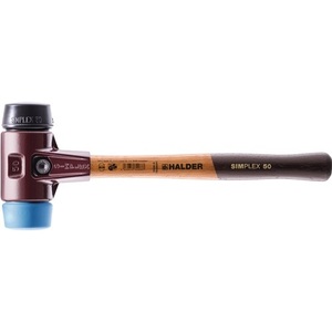 Martillo de superficie blanda SIMPLEX de 300 mm con cabeza de 30 mm, blanco/madera de dureza media, TPE-suave azul/goma negra de HALDER - Product Image 1