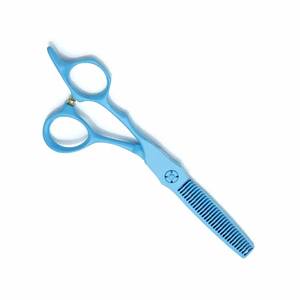 Tijeras profesionales para adelgazar el cabello, acero inoxidable, Color azul con reposapiés, tijeras para adelgazar el salón - Product Image 5