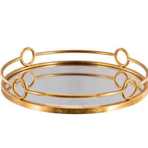 Elégant et luxueux plateau de service rond en aluminium plaqué or Design moderne pour la maison ou la salle d'exposition de mariage - Product Image 1