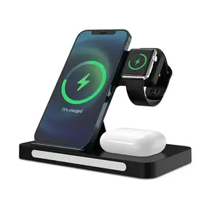 Iwatch 이어 버드 휴대 전화 램프 충전기 5W/7.5W /10W 휴대 전화 3 in 1 접이식 무선 빠른 충전 스테이션