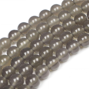 Perles de pierre, perles d'agate grises, collier de pierres précieuses lisses, pierres de guérison, cristal naturel, grossiste - Product Image 2